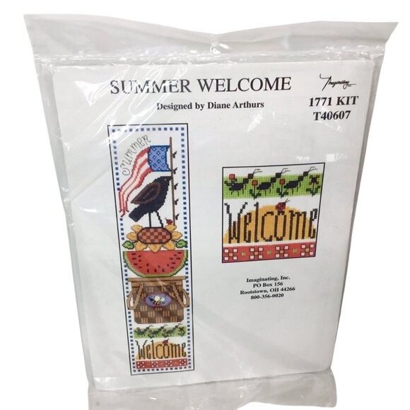 Summer Welcome Cross Stitch Kit Imaginating Diane Arthurs 1771 Flag Sunflower - Picture 1 of 7